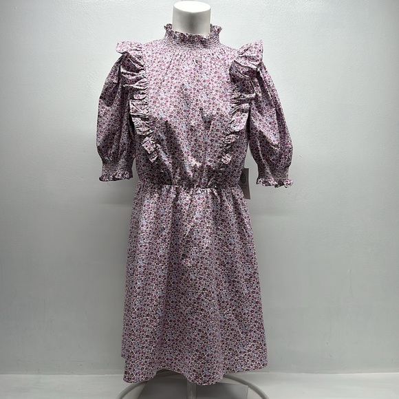 Tuckernuck x Hyacinth House Mini Dress Ruffle Floral Periwinkle Purple New Small - Picture 2 of 11